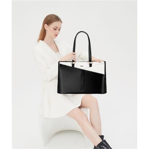 Handbags - Womens 15.6 Inch Tote Bags Waterproof Black White
